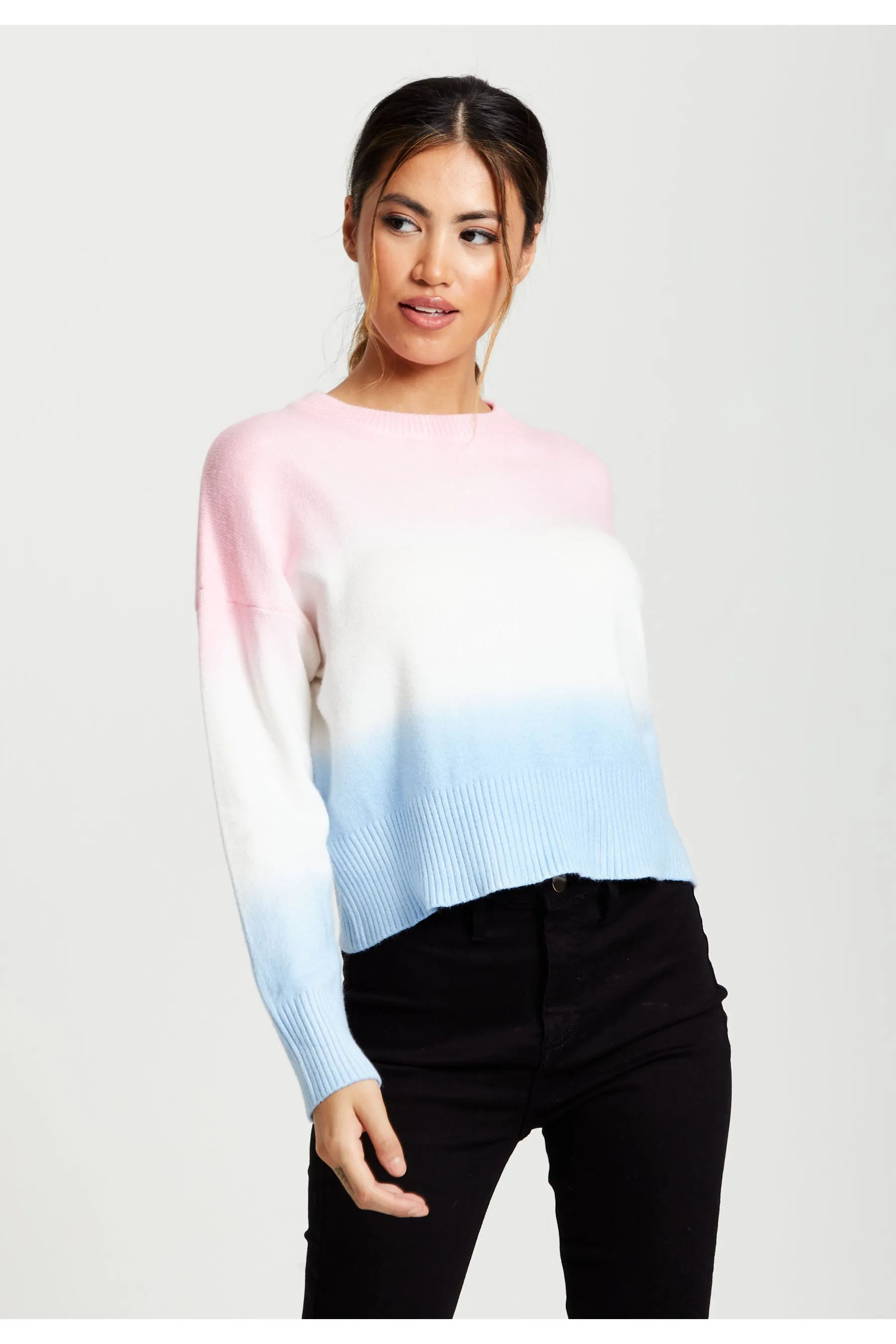 Ombre Pattern Jumper In Pink, White And Blue by Liquorish sold by Goddiva product image thumbnail 3