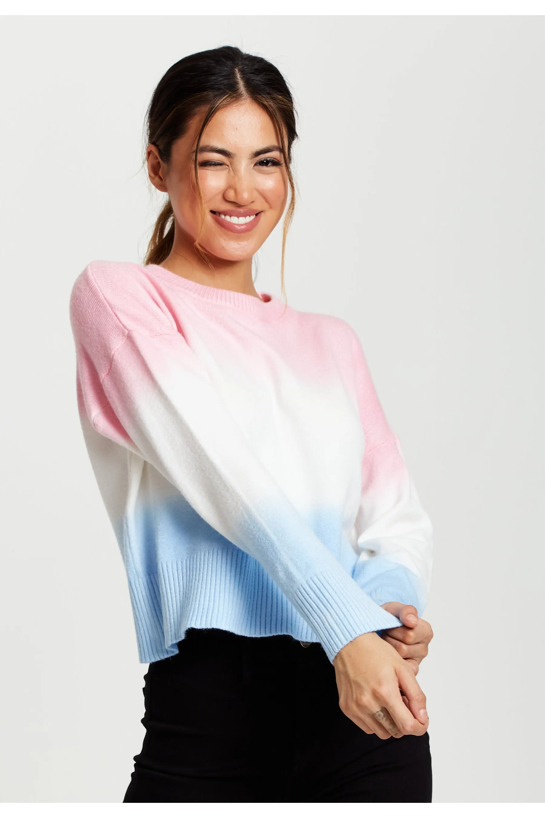 Ombre Pattern Jumper In Pink, White And Blue by Liquorish sold by Goddiva product image thumbnail 4
