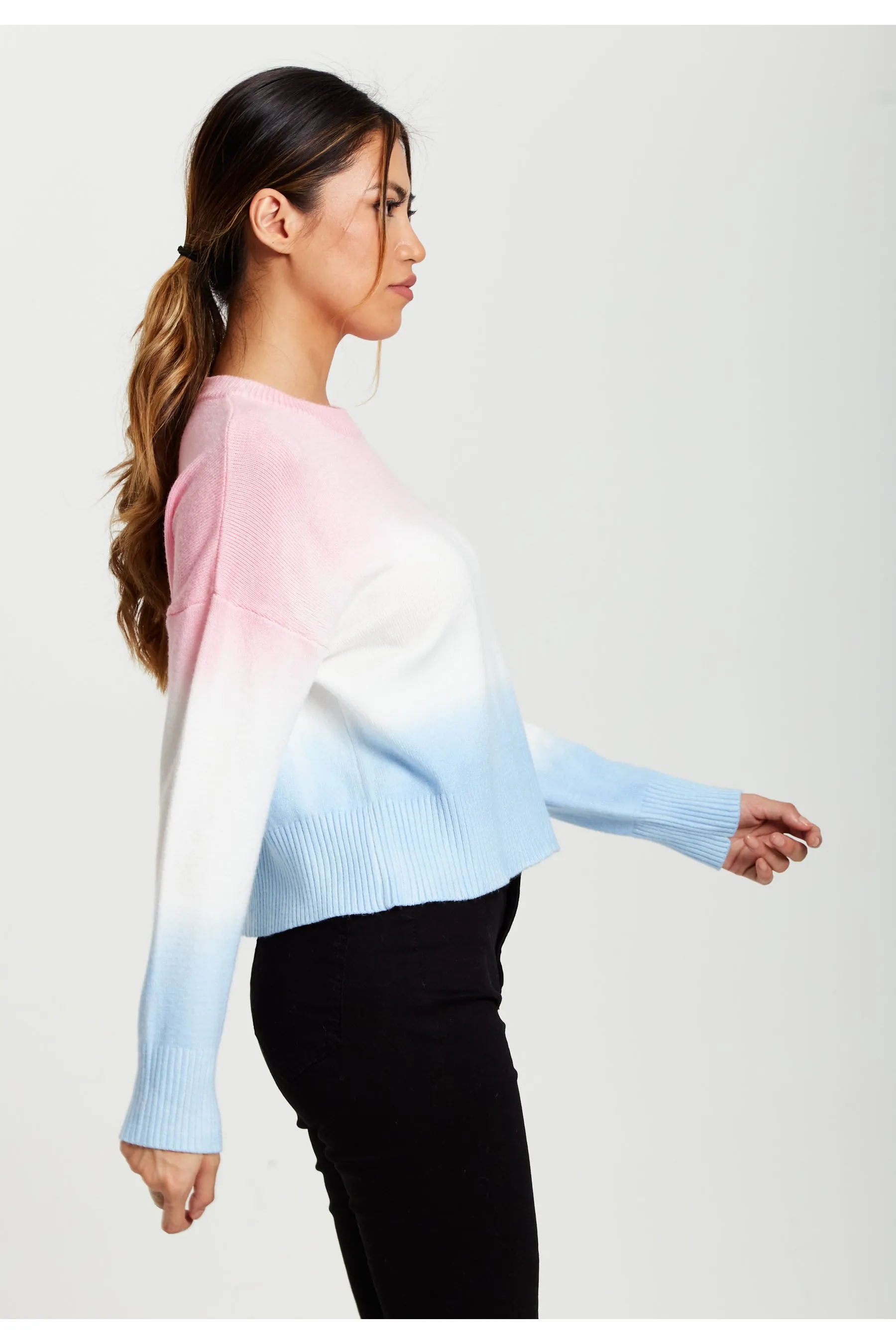 Ombre Pattern Jumper In Pink, White And Blue by Liquorish sold by Goddiva product image thumbnail 5