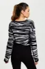 Liquorish Zebra Pattern Wrap Cardigan In Black And Whit sold by Goddiva