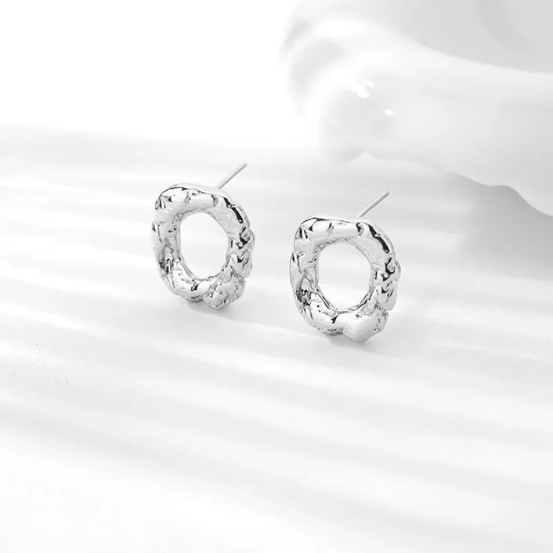 Textured Oblong Earring In Silver by Last True Angel sold by Goddiva