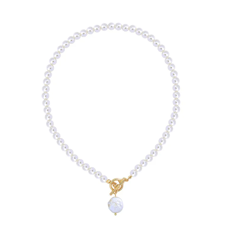Pearl Choker With T Bar & Pearl Drop by Last True Angel sold by Goddiva