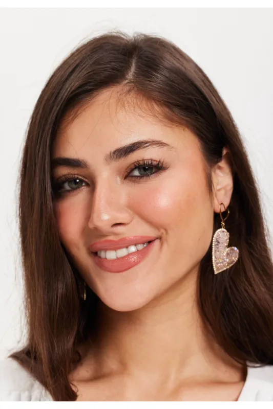 Crystal Heart Drop Style Earrings by Liquorish sold by Goddiva