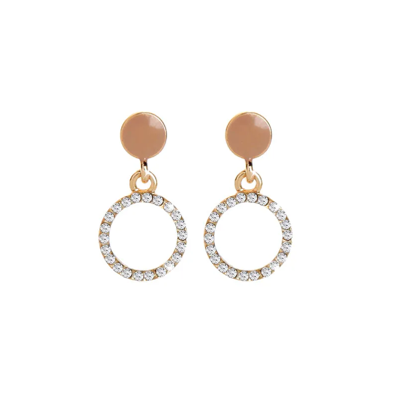Enamel Circle & Crystal Disc Earring In Taupe by Last True Angel sold by Goddiva
