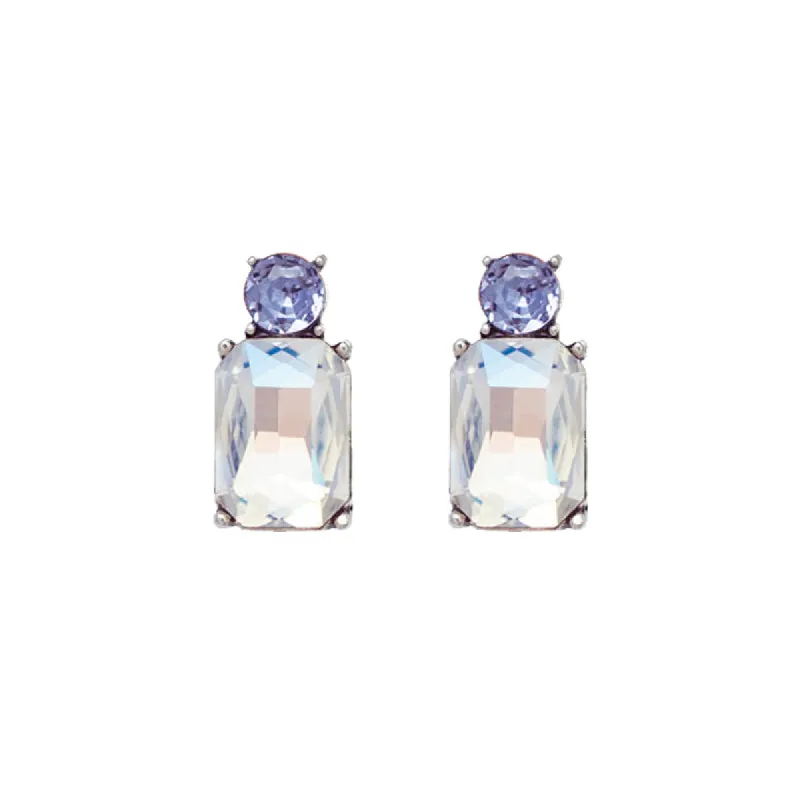 Mini Gem Earring Silver Clear & Lilac by Last True Angel sold by Goddiva