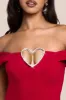 Diamante Heart Trim Evening Maxi Dress - Red by Goddiva sold by Goddiva