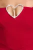 Diamante Heart Trim Evening Maxi Dress - Red by Goddiva sold by Goddiva