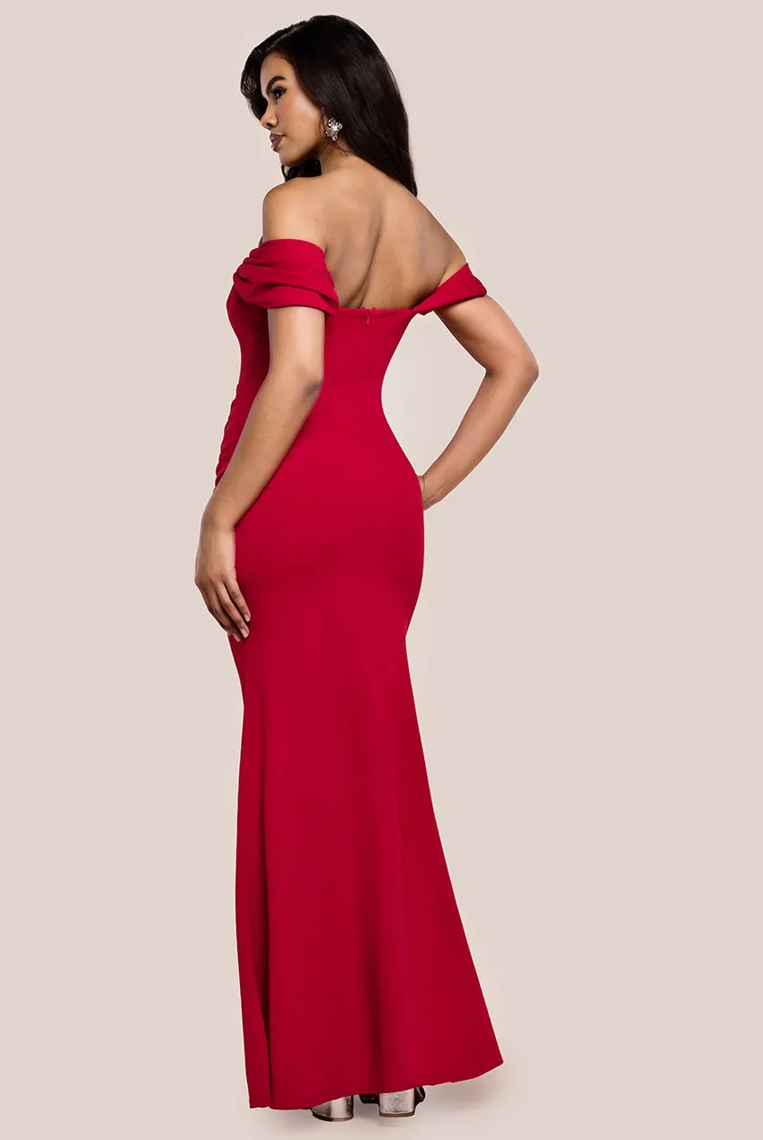 Diamante Heart Trim Evening Maxi Dress - Red by Goddiva sold by Goddiva product image thumbnail 2