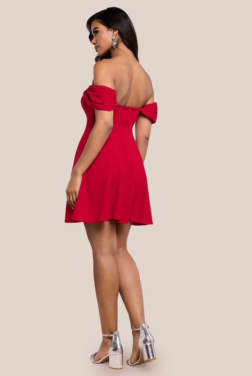 Diamante Heart Trim A-Line Mini Dress - Red by Goddiva sold by Goddiva product image thumbnail 3