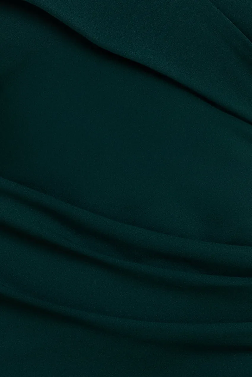 Scuba Crepe Off Shoulder Front Split Maxi Dress - Emerald Green by Goddiva Plus sold by Goddiva product image thumbnail 4