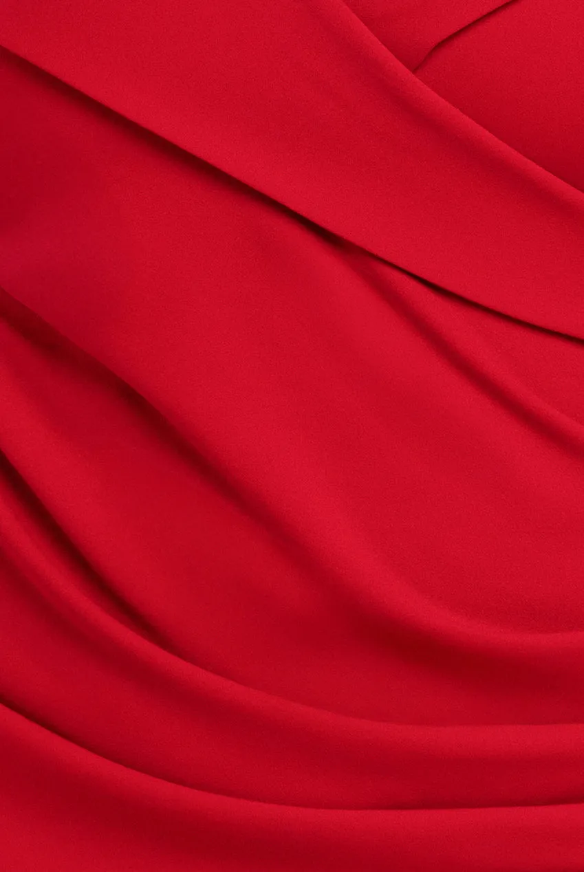 Scuba Crepe Off Shoulder Front Split Maxi Dress - Red by Goddiva Plus sold by Goddiva product image thumbnail 4