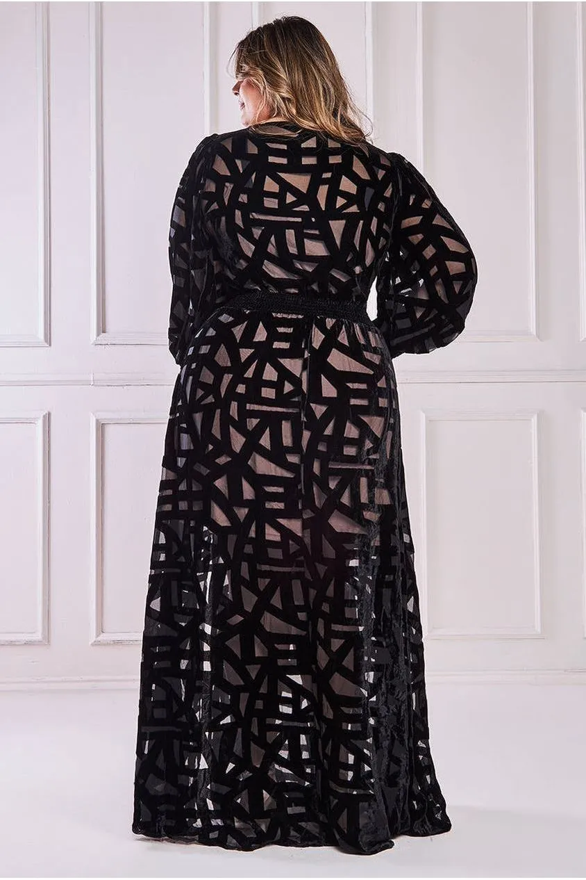 Burnout Velvet Maxi Dress - Black by Goddiva Plus sold by Goddiva product image thumbnail 2