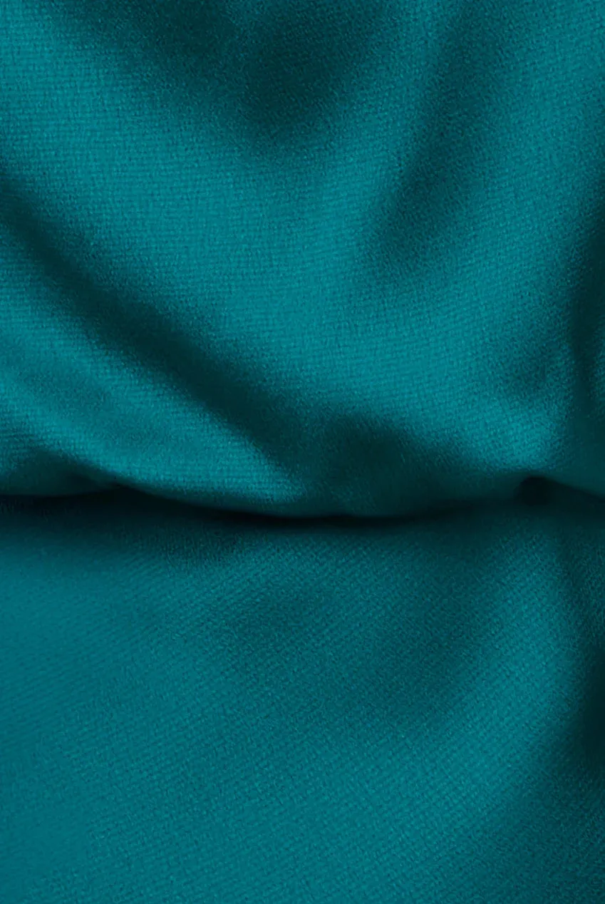 Ruched Asymmetric High Neck Satin Midi Dress by Urban Touch sold by Goddiva product image thumbnail 4