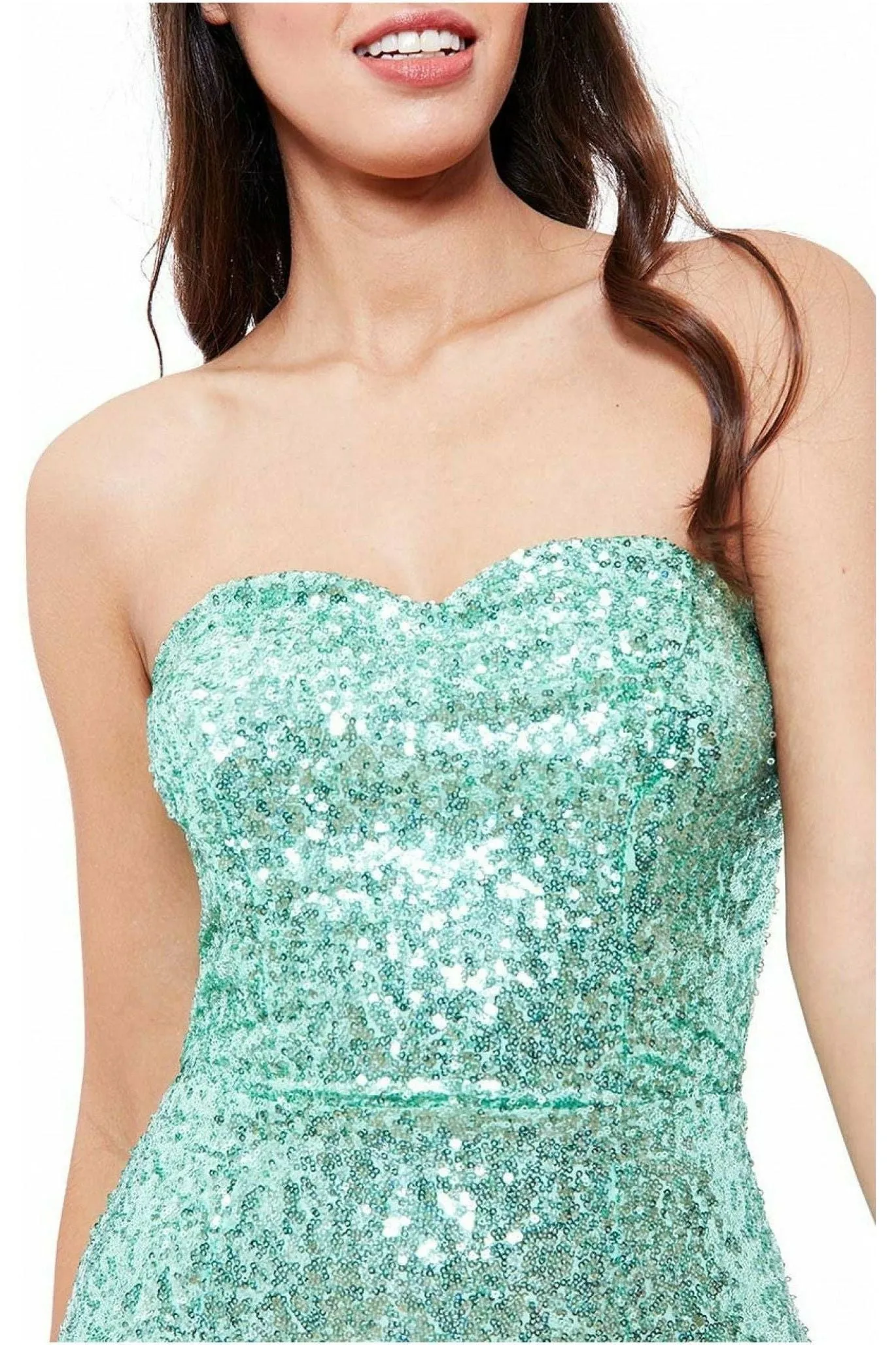Goddiva Bandeau Sequin & Chiffon Maxi With Scarf - Mint sold by Goddiva product image thumbnail 3
