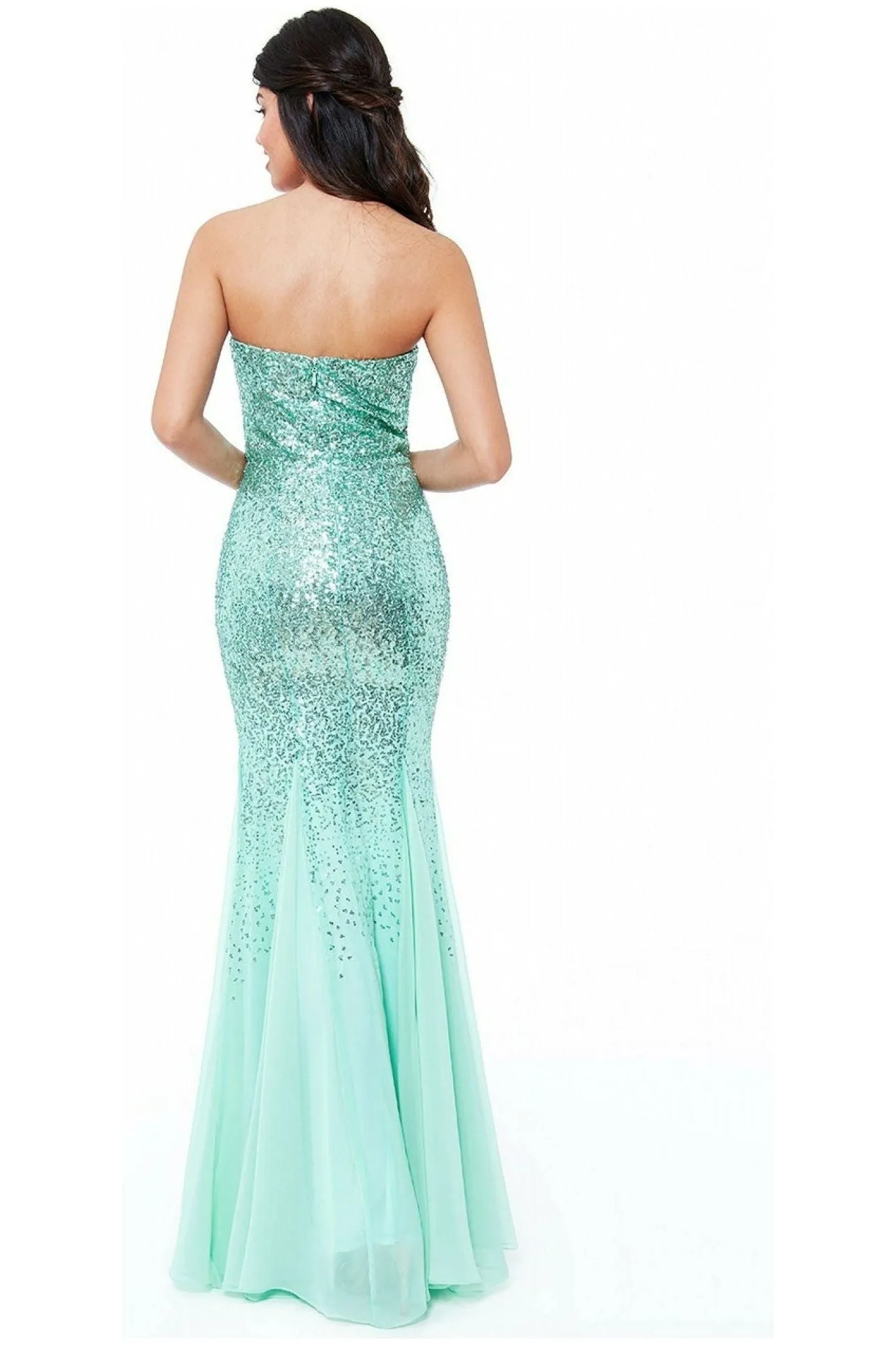 Goddiva Bandeau Sequin & Chiffon Maxi With Scarf - Mint sold by Goddiva product image thumbnail 2