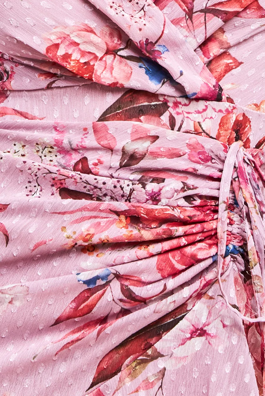 Floral Wrap High And Low Midaxi Dress - Blush Pink by Goddiva sold by Goddiva product image thumbnail 4
