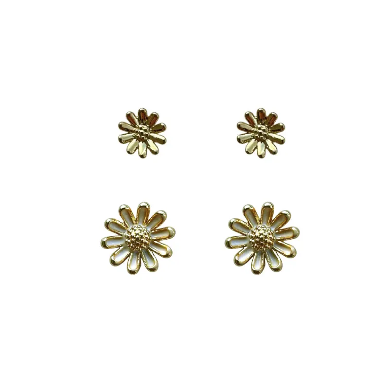 Double Daisy Earring In Gold by Last True Angel sold by Goddiva