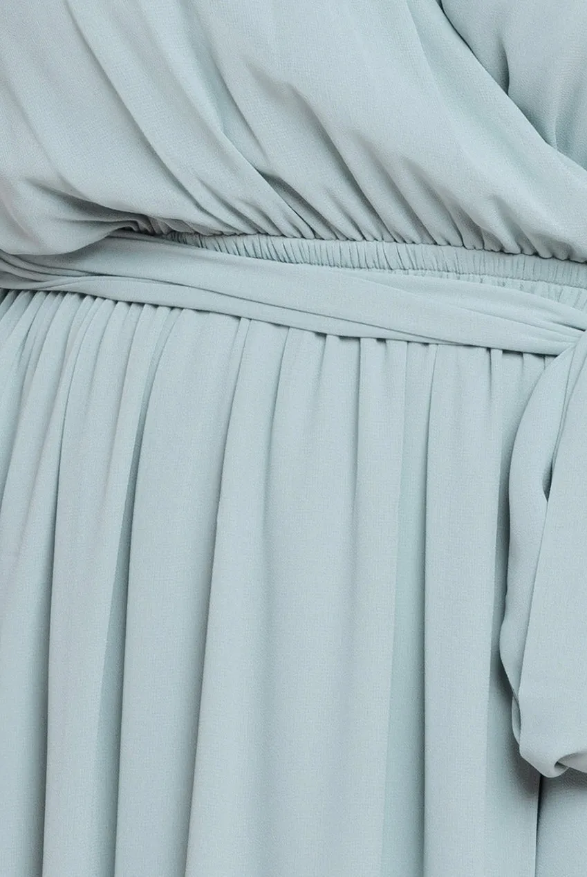 Goddiva Plus Flutter Sleeve Wrap Maxi Dress - Sage Green sold by Goddiva product image thumbnail 4
