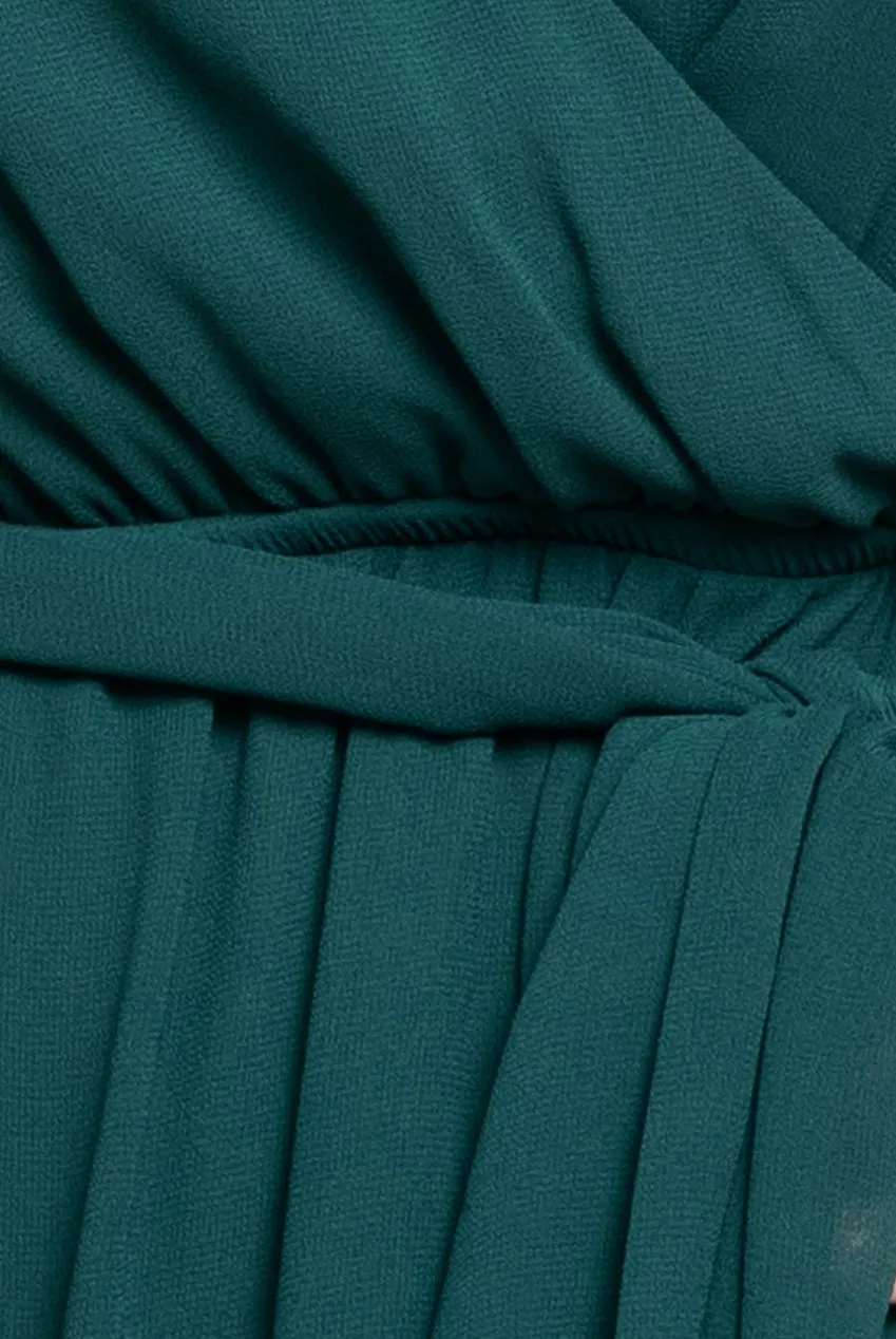 Flutter Sleeve Wrap Midi Dress - Emerald Green by Goddiva Plus sold by Goddiva product image thumbnail 4