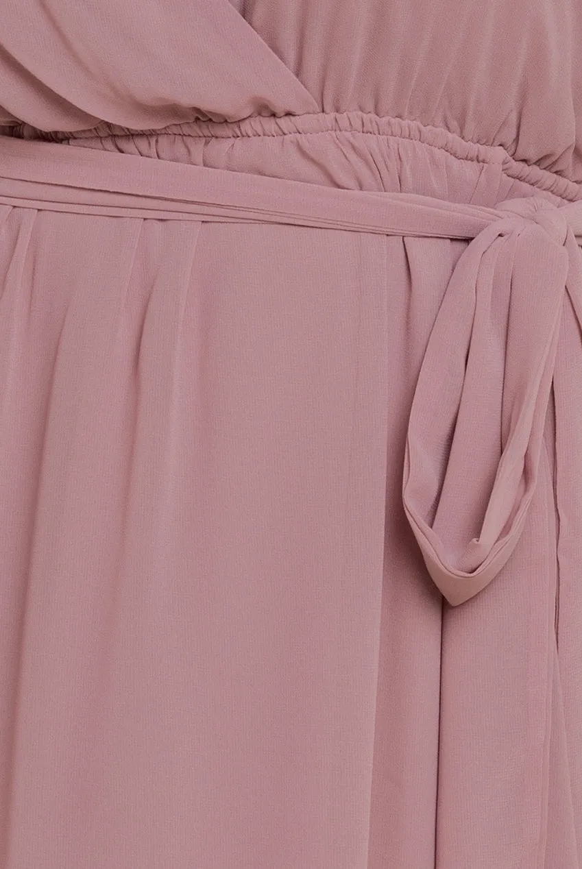 Goddiva Plus Flutter Sleeve Wrap Midi Dress - Lavender sold by Goddiva product image thumbnail 4