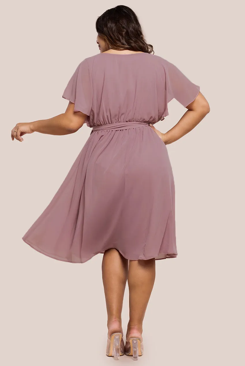 Goddiva Plus Flutter Sleeve Wrap Midi Dress - Lavender sold by Goddiva product image thumbnail 2