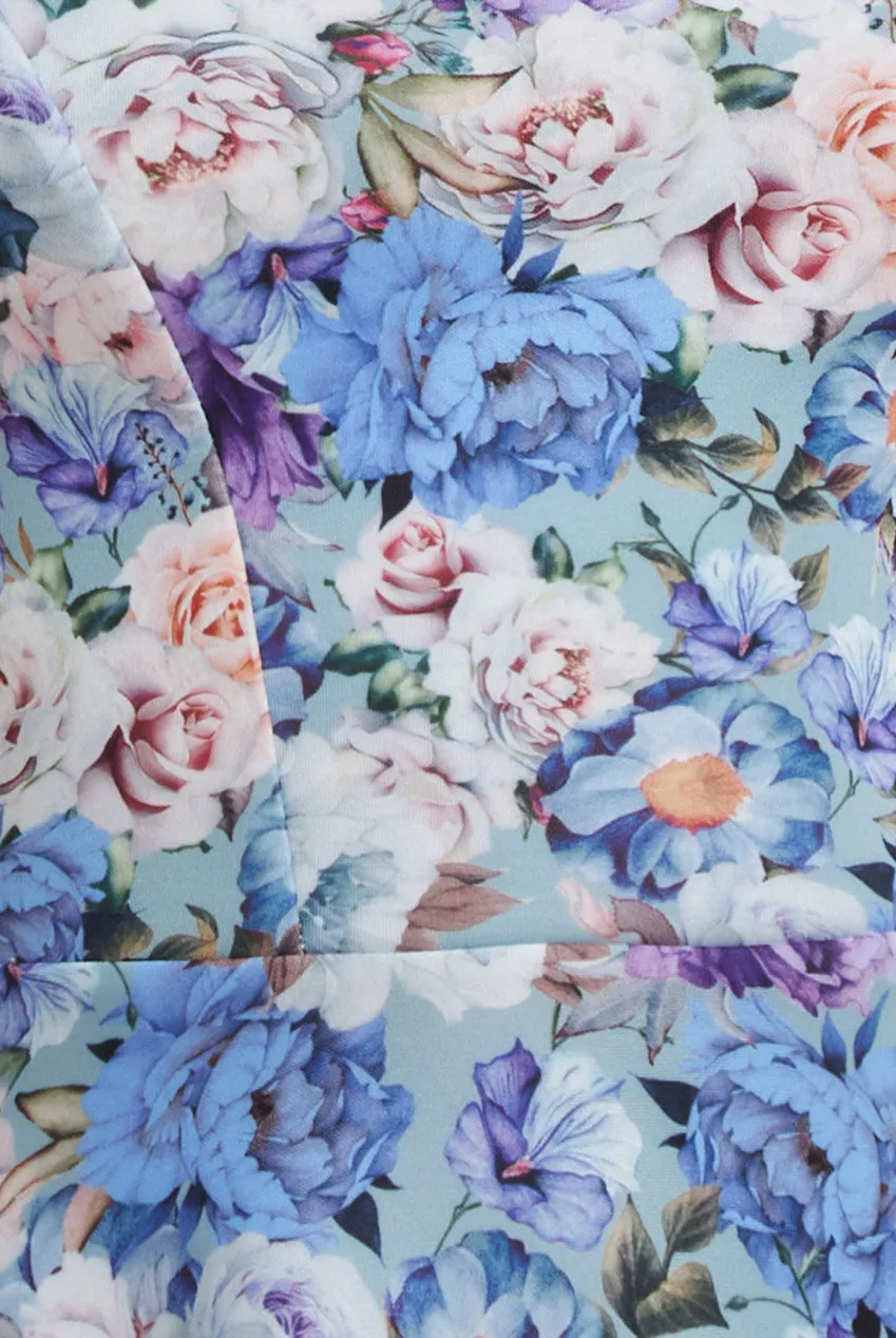 Floral Print A-Line Sweetheart Midi Dress - Powder Blue by Goddiva sold by Goddiva product image thumbnail 4