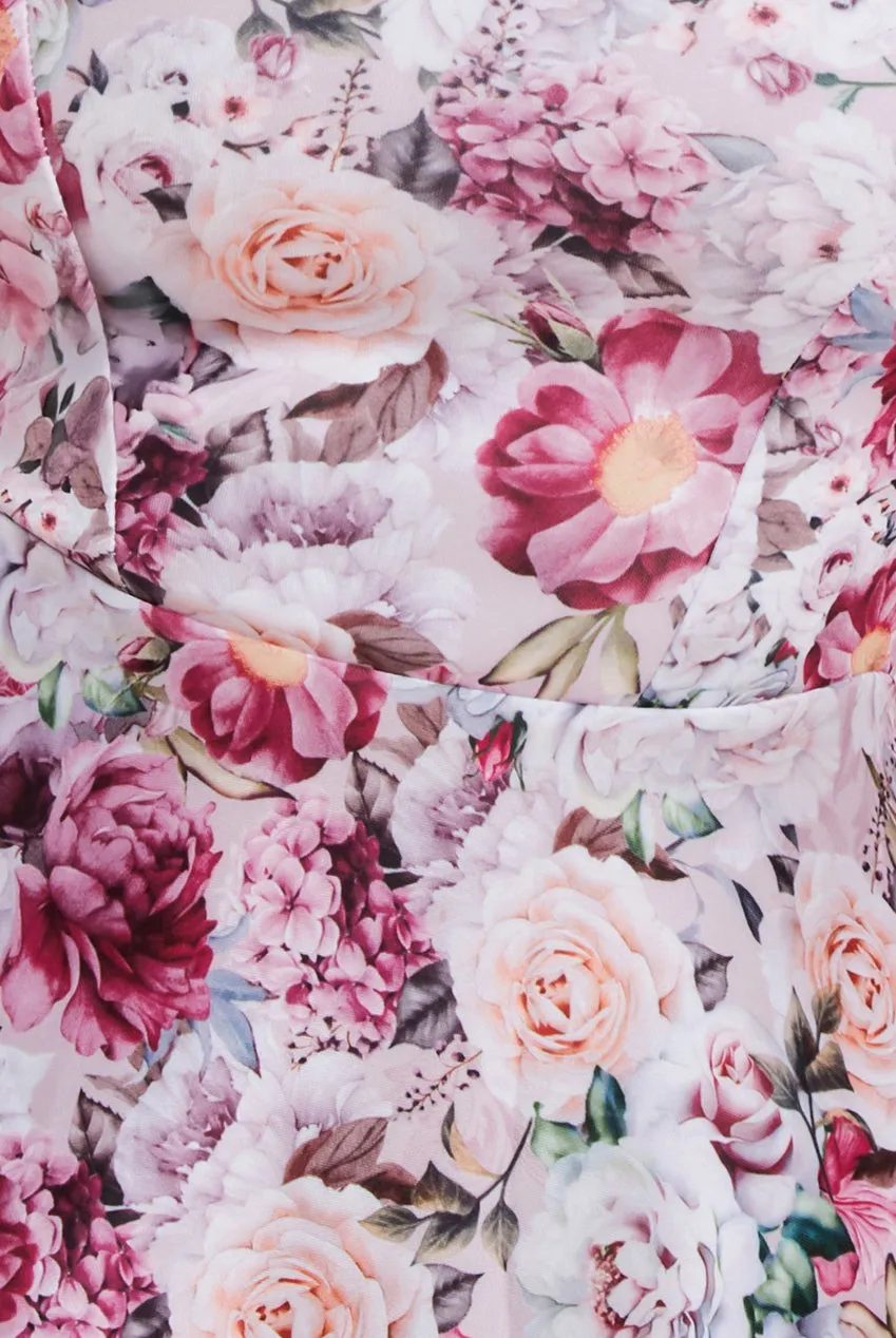 Floral Print A-Line Sweetheart Midi Dress - Blush Pink by Goddiva sold by Goddiva product image thumbnail 4