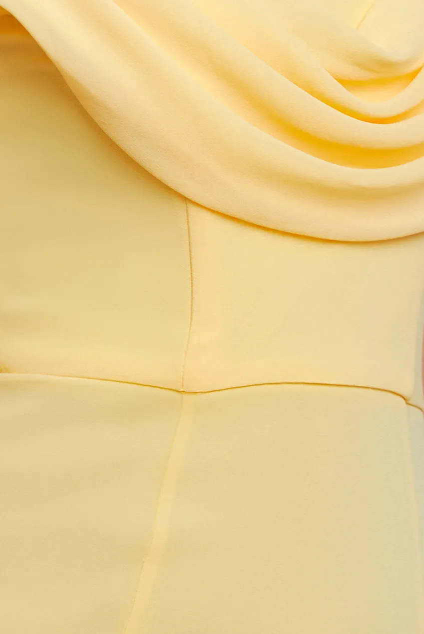 Chiffon Bardot Cowl Neck Maxi Dress - Lemon by Goddiva sold by Goddiva product image thumbnail 4