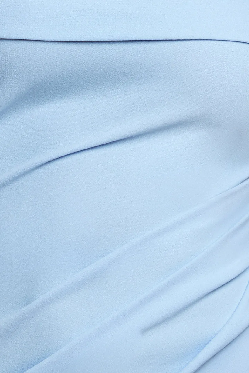 Off The Shoulder Pleated Waist Maxi Dress - Blue by Goddiva sold by Goddiva product image thumbnail 4
