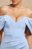 Off The Shoulder Draped Sleeve Maxi Dress - Blue by Goddiva sold by Goddiva