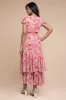 Floral Wrap High And Low Midaxi Dress - Pink by Goddiva sold by Goddiva