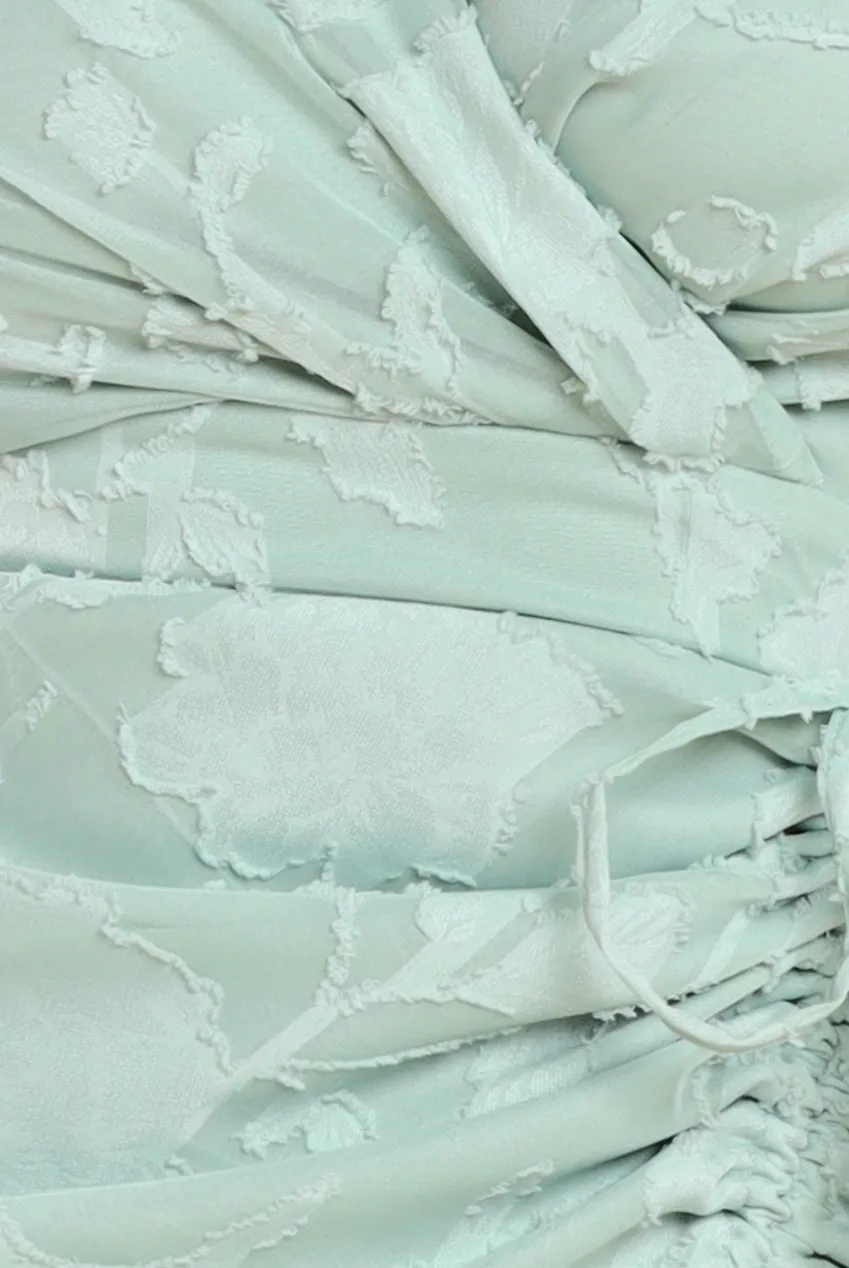 Jacquard Chiffon Wrap High Low Midaxi Dress - SageGreen by Goddiva sold by Goddiva product image thumbnail 4