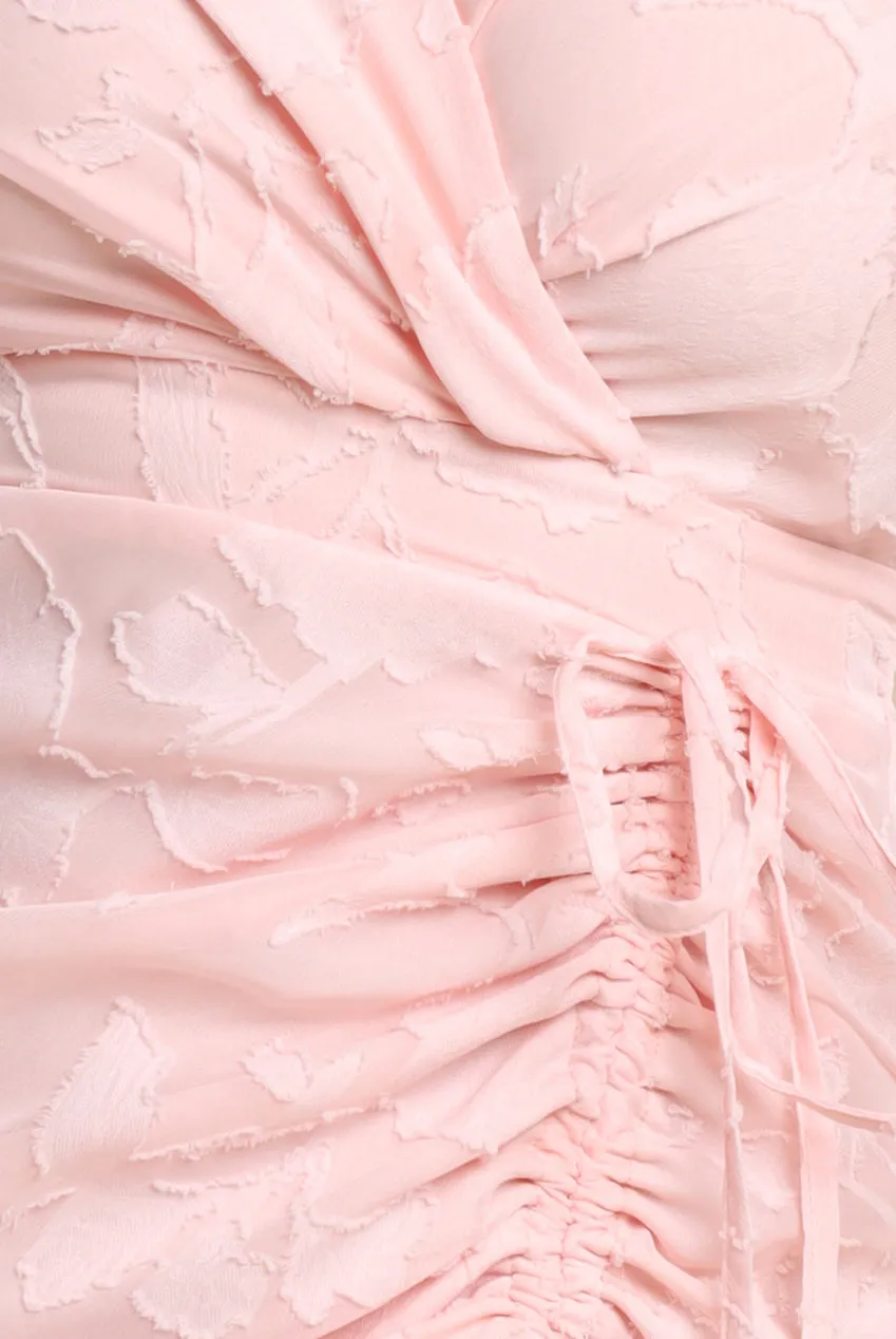 Jacquard Chiffon Wrap High Low Midaxi Dress - Pink by Goddiva sold by Goddiva product image thumbnail 4