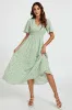 Multi Floral Print V Neck Midi Dress In Green by FS Collection sold by Goddiva