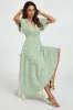 Multi Floral Print V Neck Midi Dress In Green by FS Collection sold by Goddiva
