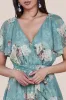 Printed Lurex A-Line Flutter Sleeve Midi Dress - Airforce Blue by Goddiva sold by Goddiva
