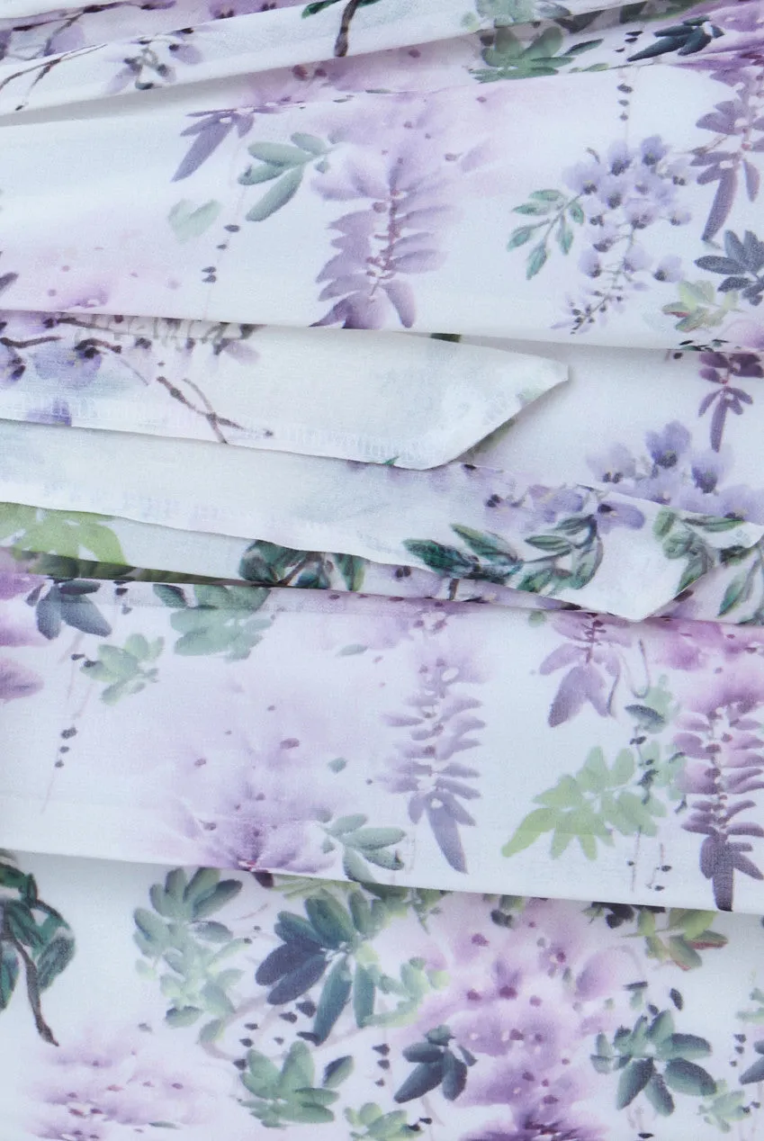 Floral Printed Flutter Sleeve Chiffon Midi Dress - Cream by Goddiva sold by Goddiva product image thumbnail 4