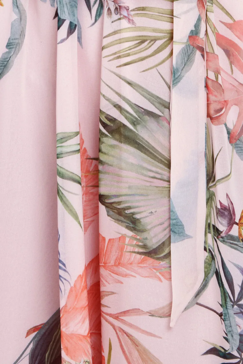 Floral Printed Flutter Sleeve Chiffon Midi Dress - Off White by Goddiva sold by Goddiva product image thumbnail 4