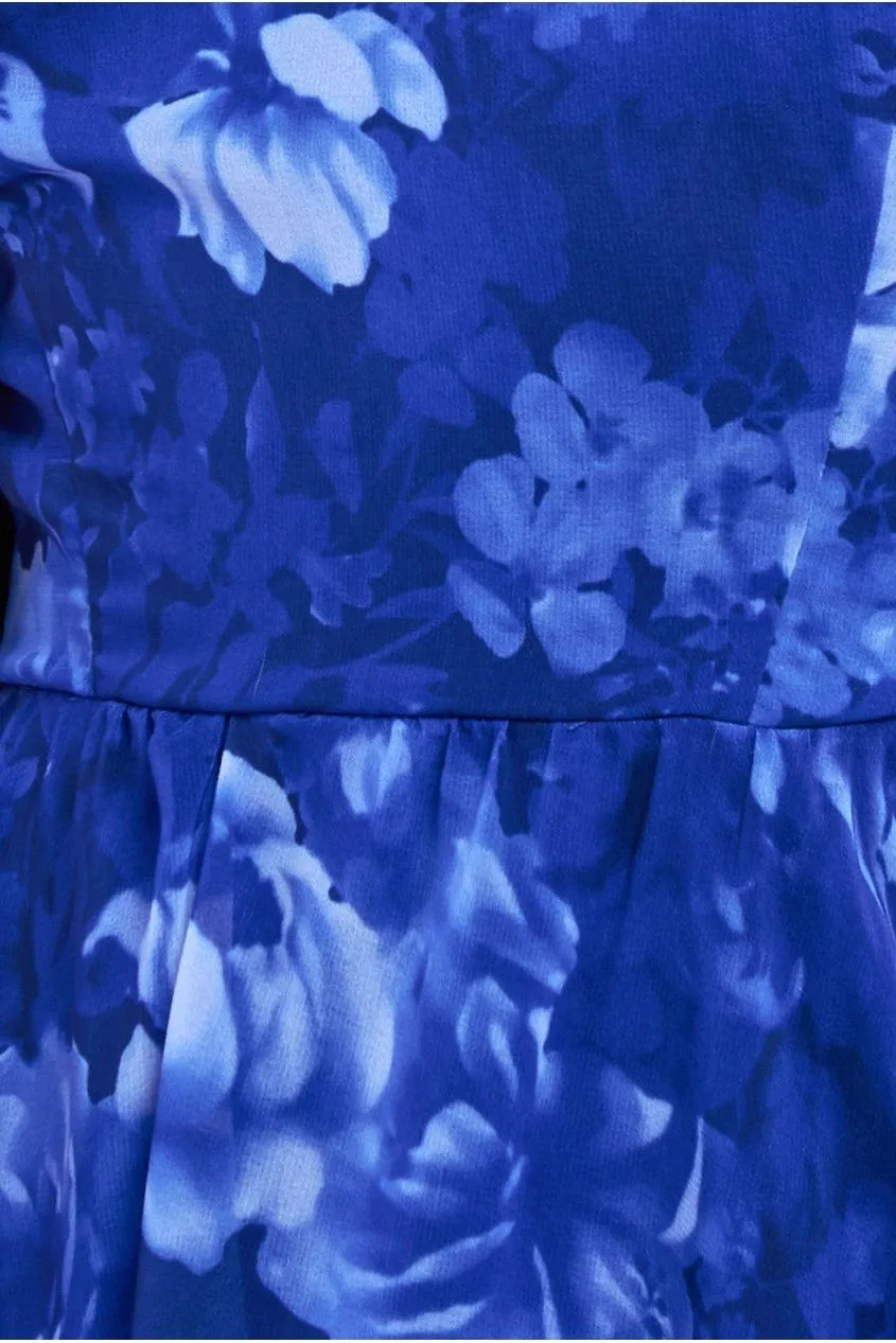 Bardot Asymmetric Handkerchief Tier Midaxi - Blue by Goddiva sold by Goddiva product image thumbnail 5