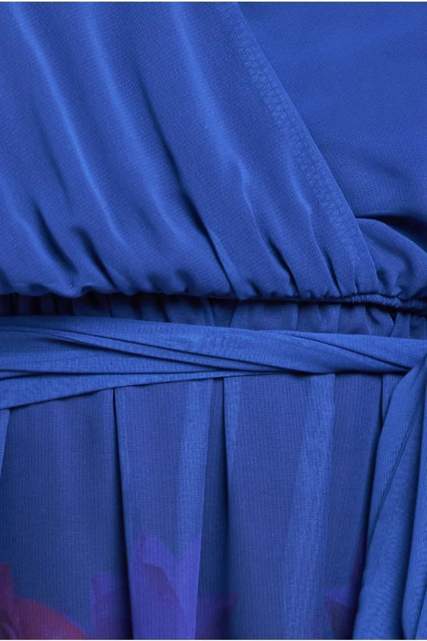 Chiffon Floral Border Print Midi Dress - Navy by Goddiva sold by Goddiva product image thumbnail 4