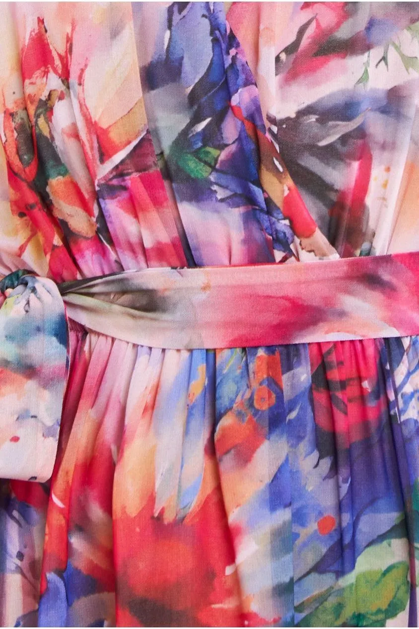 Flutter Sleeve Floral Bodice Midi Dress - Blush by Goddiva sold by Goddiva product image thumbnail 4