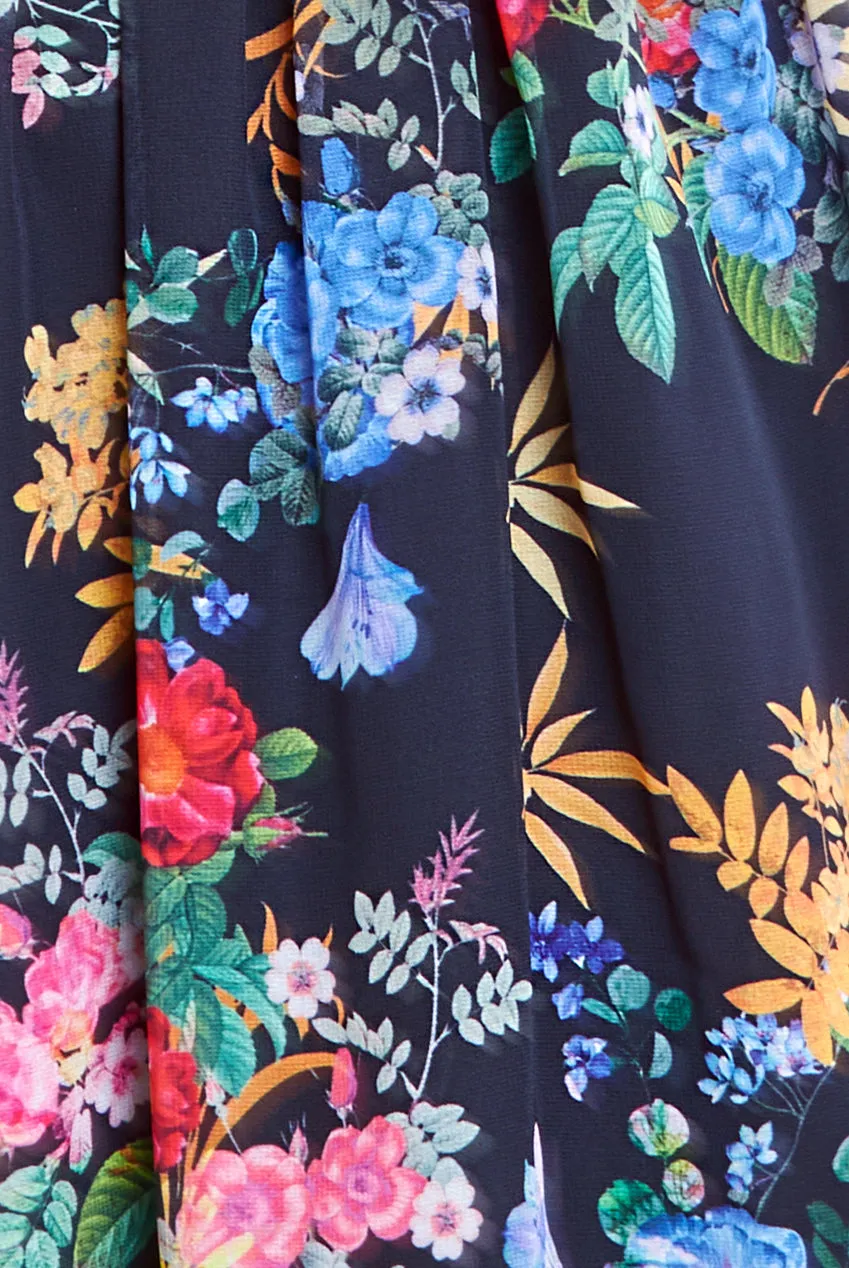 Chiffon Wrap Border Floral Print Midi Dress - Black by Goddiva sold by Goddiva product image thumbnail 5