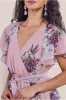 Sustainable Printed Flutter Sleeve Maxi Dress - Peach by Goddiva sold by Goddiva