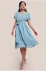 Goddiva Sustainable Flutter Sleeve Chiffon Wrap Midi Dress - Sage Green sold by Goddiva
