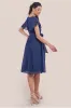 Sustainable Flutter Sleeve Chiffon Wrap Midi Dress - Navy by Goddiva sold by Goddiva