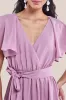 Goddiva Sustainable Chiffon Flutter Sleeve Wrap Maxi Dress - Lavender sold by Goddiva