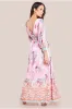Chiffon Wrap Border Floral Print Maxi Dress - Pink by Goddiva sold by Goddiva