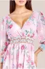 Chiffon Wrap Border Floral Print Maxi Dress - Pink by Goddiva sold by Goddiva