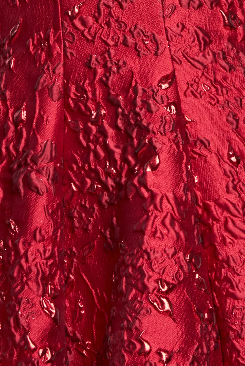 Jacquard Sleeveless A-line Midi Dress - Red by Goddiva sold by Goddiva product image thumbnail 4