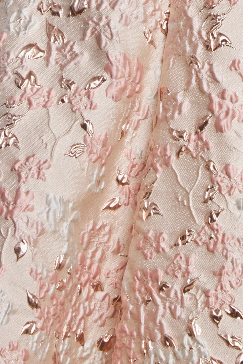 Jacquard Sleeveless A-line Midi Dress - Blush Pink by Goddiva sold by Goddiva product image thumbnail 5